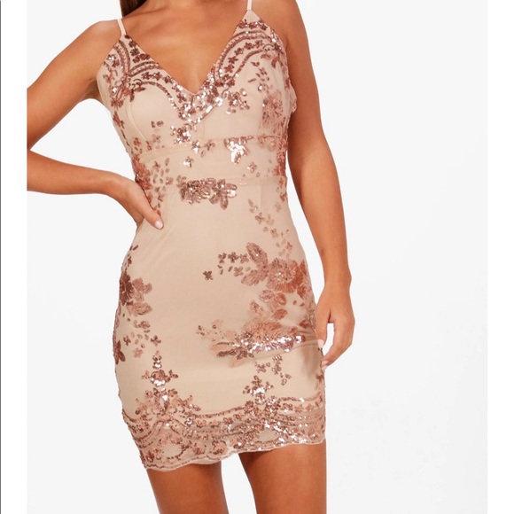 NWT nude & sequin mini dress by boohoo - Picture 8 of 9